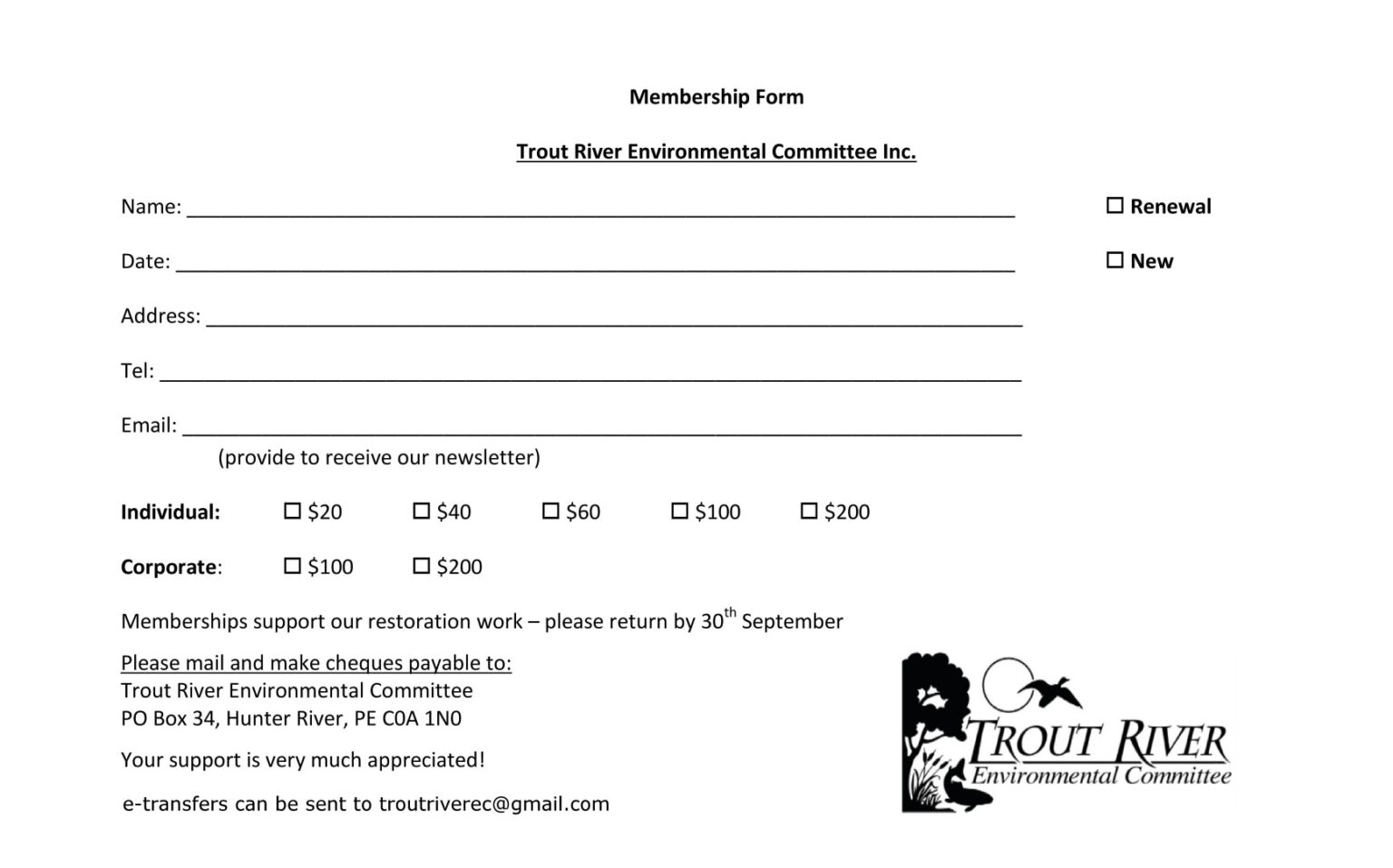 Membership Trout River Environmental Committee